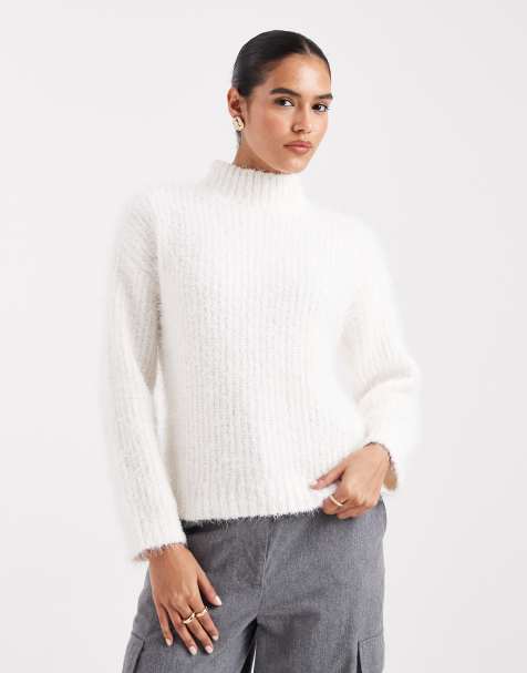 New Look chenille fluffy jumper in cream - view 1