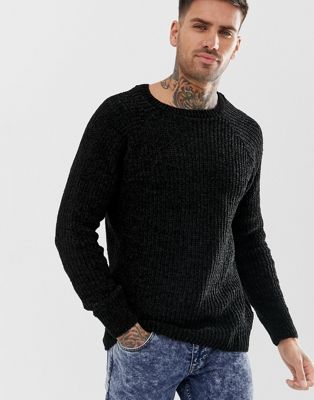 New Look chenille knit jumper in black | ASOS