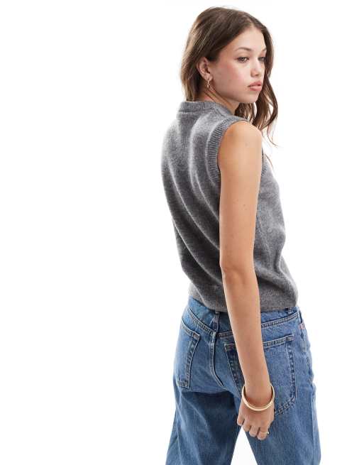 New Look Cheri knitted vest in grey ASOS