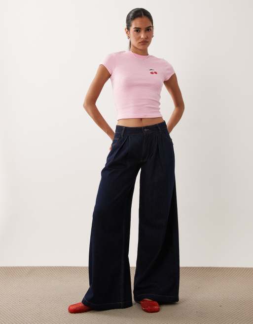 New Look cherry baby tee in pink stripe, 2 of 4