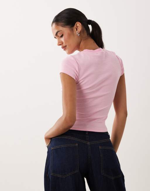 New Look cherry baby tee in pink stripe, 4 of 4