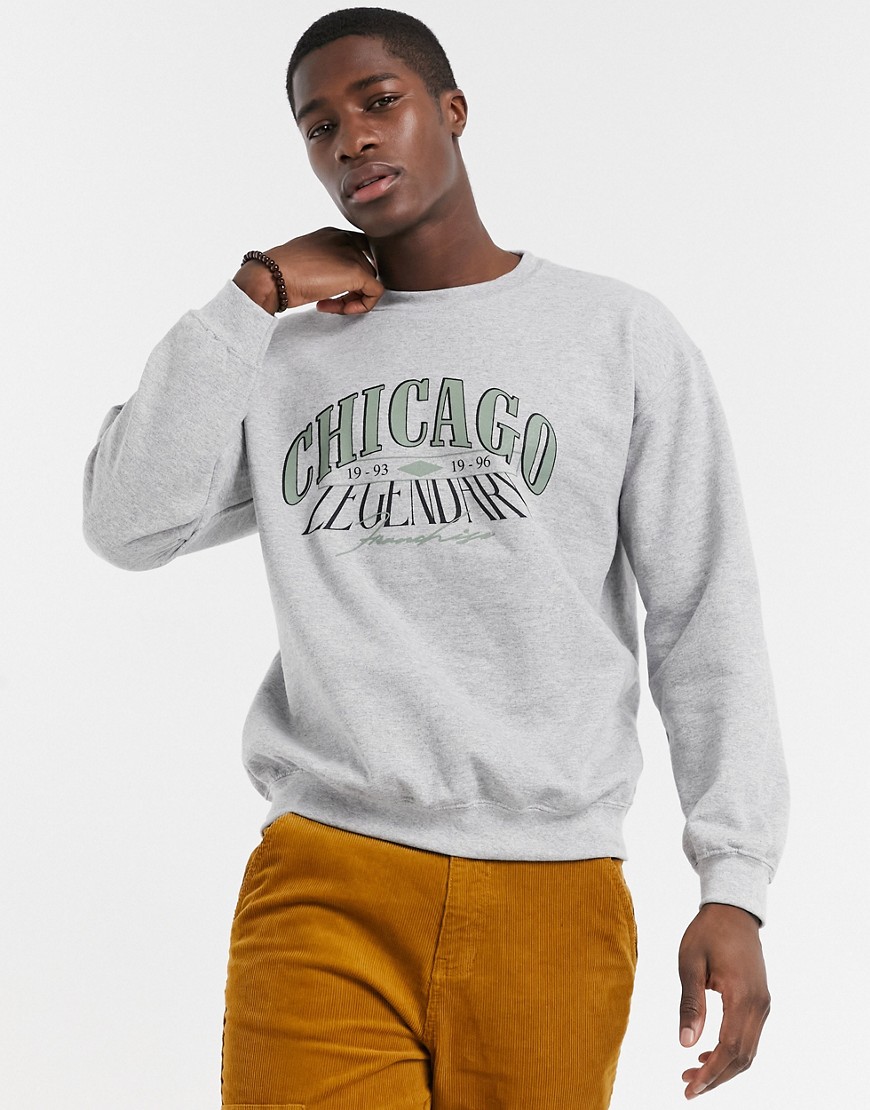 New Look Chicago legend print sweatshirt in gray-Grey
