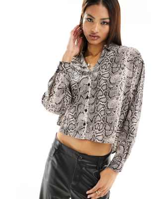 New Look chiffon button through shirt in snake print - ASOS Price Checker