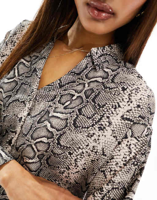 Snake print cheap chiffon blouse