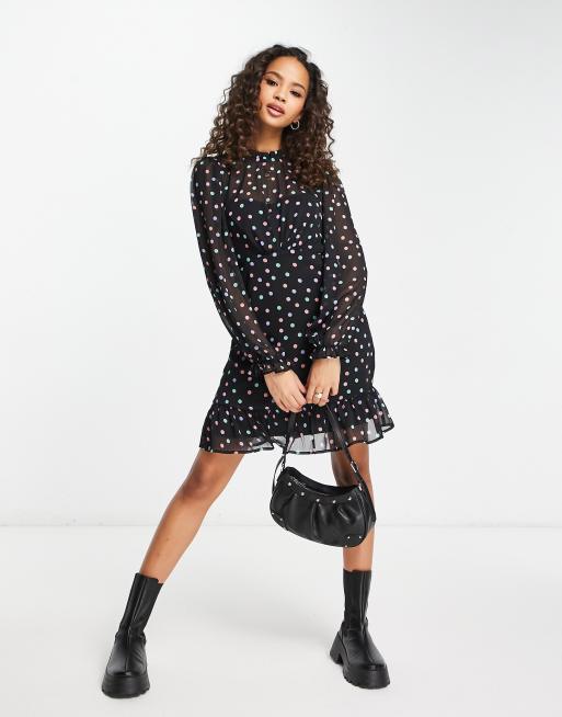 White polka dot chiffon on sale dress