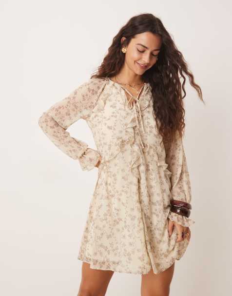 New Look chiffon mini dress in white floral