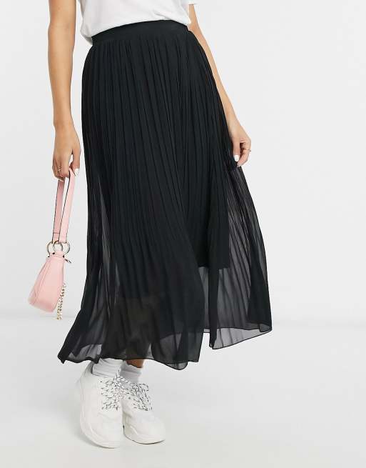 Black midi chiffon skirt sale