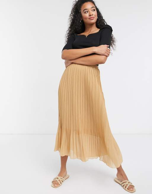 Chiffon Pleated Midi Skirt