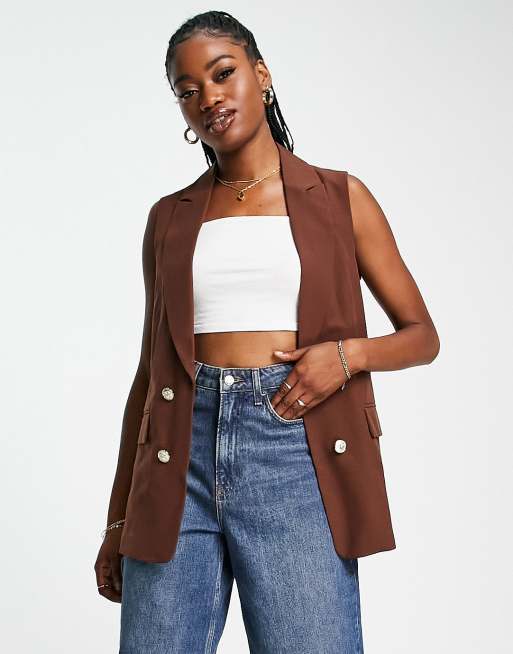 New Look – Chokladbrun, ärmlös kavaj