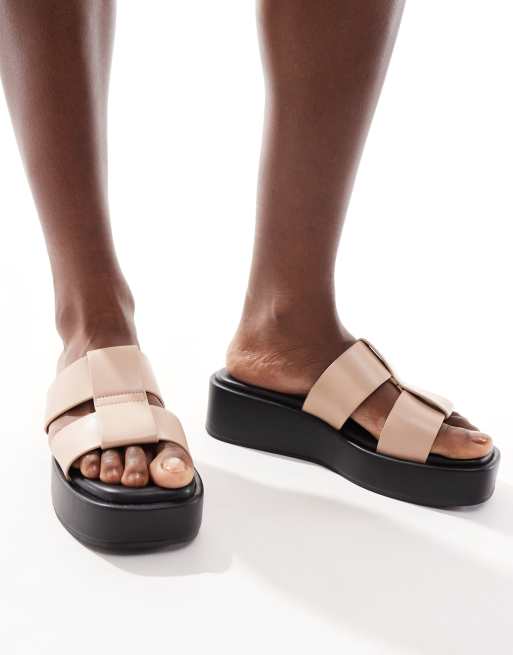New Look chunky 90s flatform sandals in beige