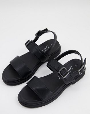 New Look chunky all black ankle strap sandal in black | ASOS