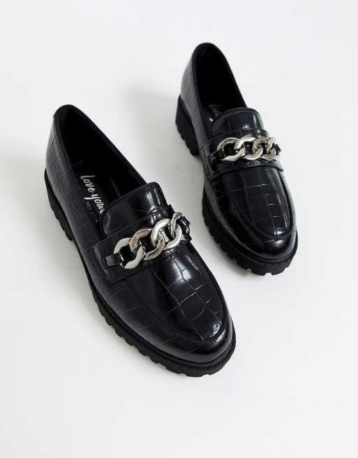 New Look Chunky Chain Loafers In Black Asos 9527