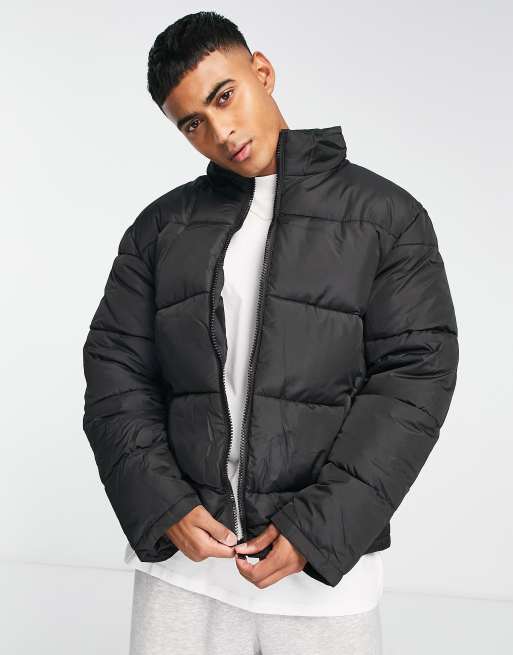 New Look - Chunky dynejakke med ståkrave i sort