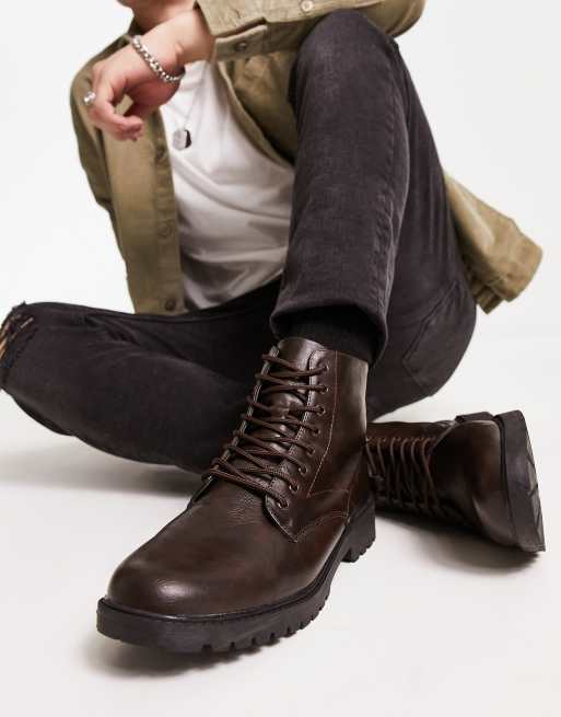 Synthetic shop leather boots