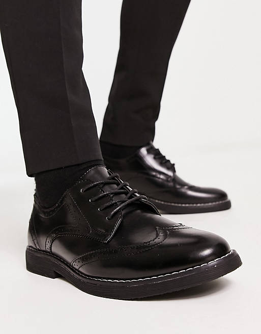 New Look chunky faux leather brogues in black | ASOS