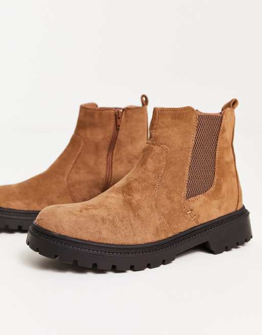 Chelsea boots in tan faux suede hotsell