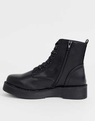 new look lace up flat boot