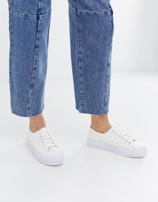 new look white flatforms