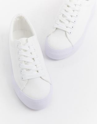 new look white flatforms