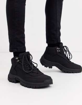 black lace up extreme cleated sole hiker boots