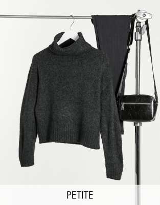 grey chunky roll neck jumper