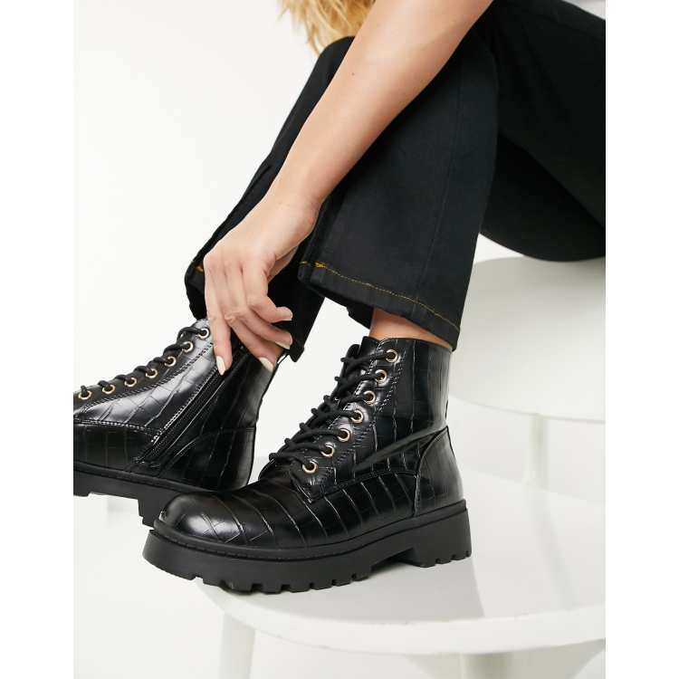 New look chunky lace up boots hotsell