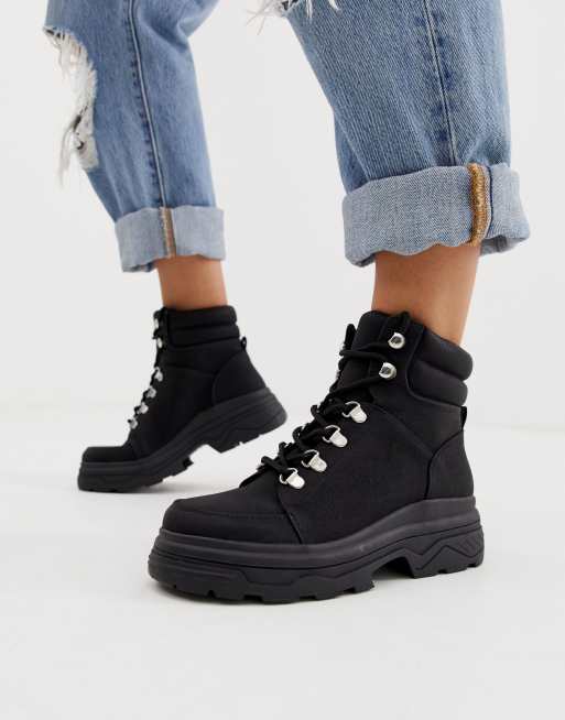 new look flat lace up boots