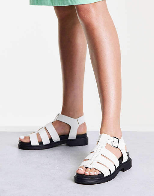 New Look chunky leather look fisherman sandal in white | ASOS