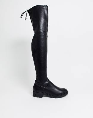 black leather over the knee boots