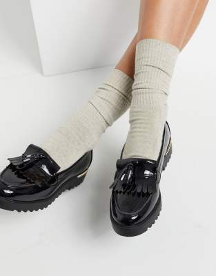 asos design mulled chunky loafers in black