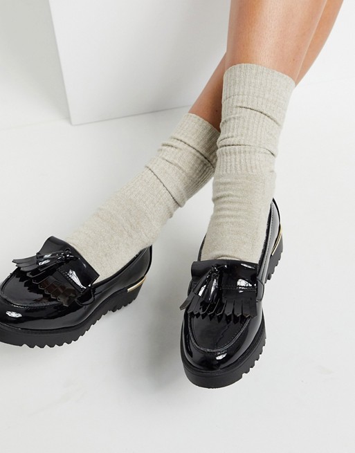 New Look chunky loafer in patent black