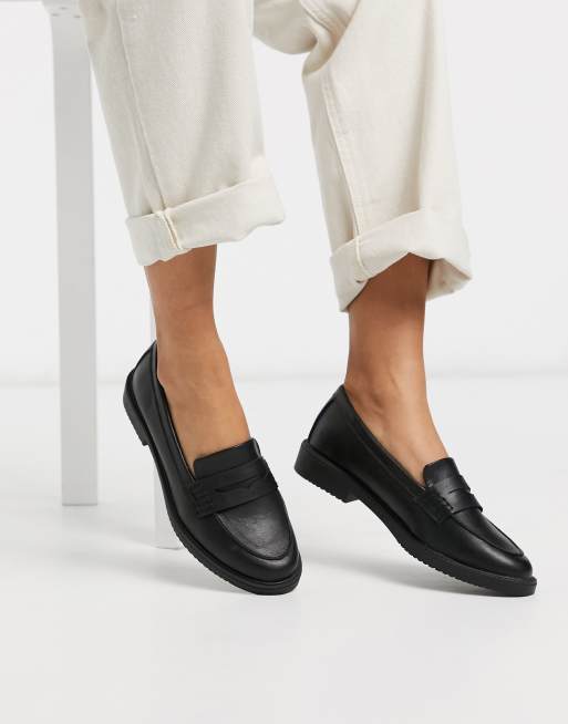 asos design mulled chunky loafers in black
