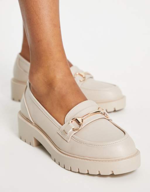 New Look chunky loafers with buckle detail in stone