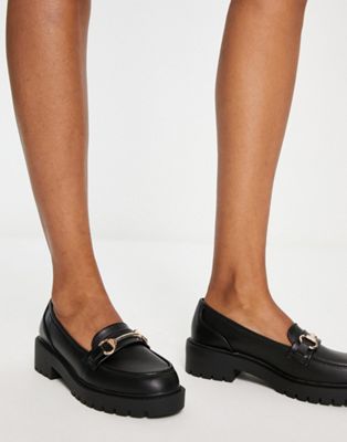 New Look chunky loafers with buckle in black