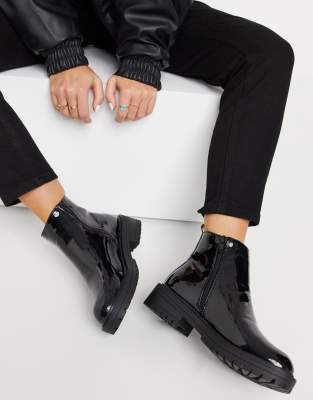 chunky patent chelsea boots
