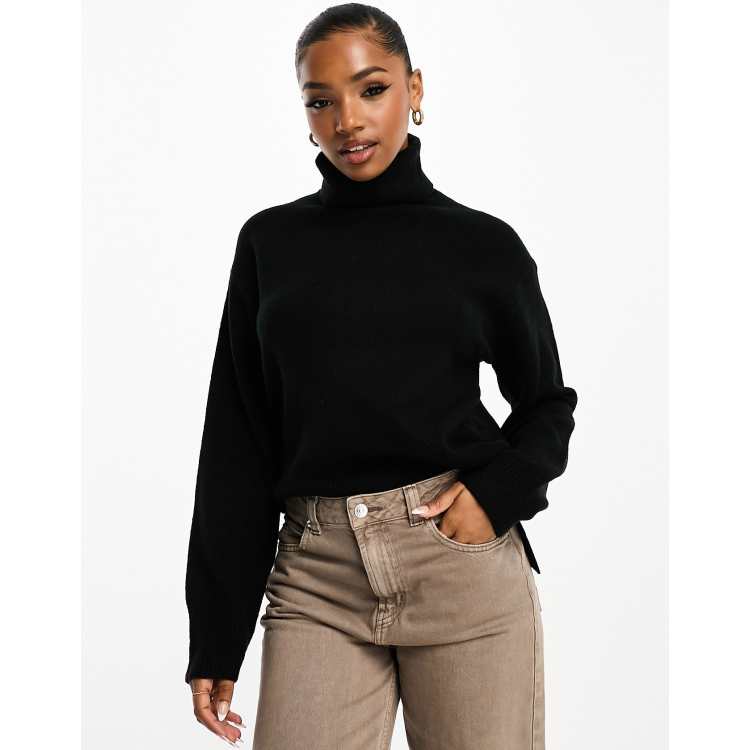 Black chunky roll neck jumper outlet womens