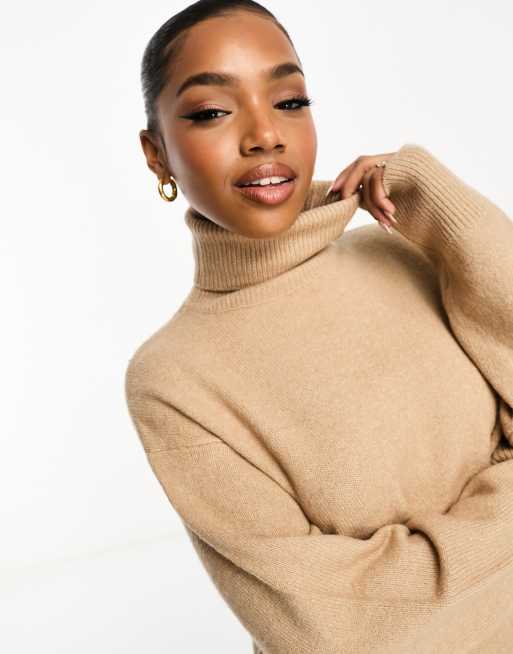 Camel chunky cheap knit jumper