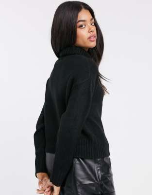 black roll neck chunky jumper