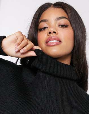 black roll neck chunky jumper