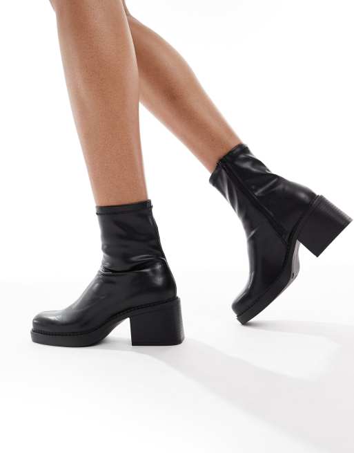New Look chunky sock boots in black ASOS