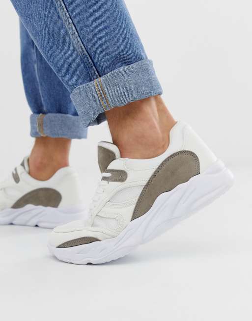 New Look chunky sole dad sneaker in white ASOS