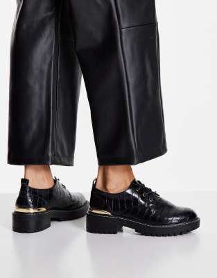 new look chunky croc loafer in black