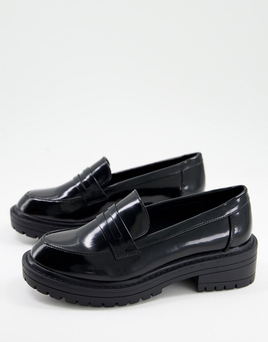 New Look chunky sole loafers in black