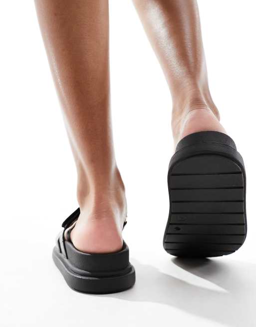 New Look chunky strappy slip on sandals in black ASOS