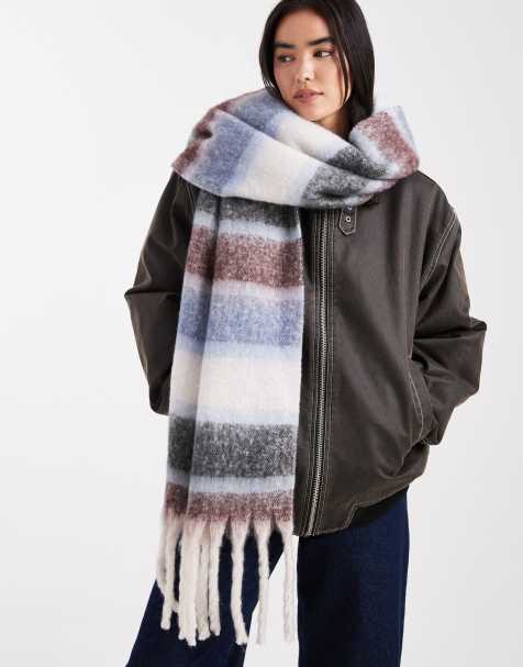 New Look chunky stripe scarf in blue - view 1