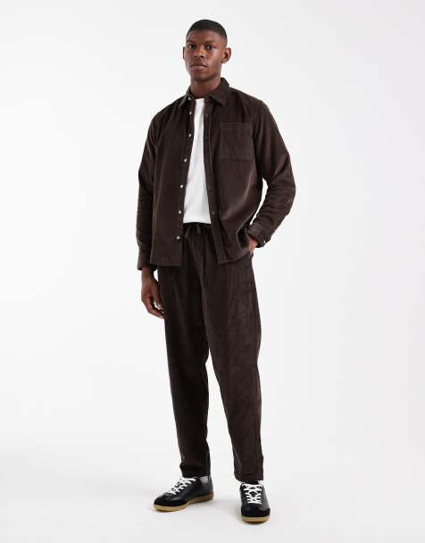 New Look pull on cord trousers co-ord in dark brown