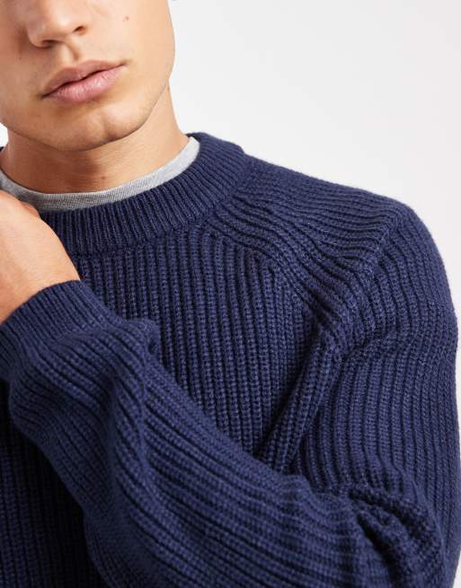 New Look – Ciemnoniebieski sweter z dzianiny o splocie angielskim, 3 z 5