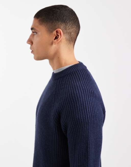 New Look – Ciemnoniebieski sweter z dzianiny o splocie angielskim, 4 z 5