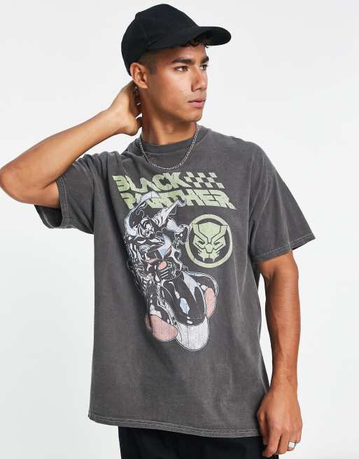 New Look – Ciemnoszary T-shirt z motywem Black Panther