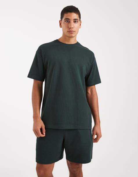 New Look – Ciemnozielony T-shirt oversize o waflowej strukturze, część zestawu - view 1